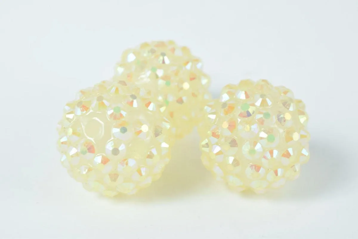 18mm Rhinestone Resin Beads, Shamballa, Round Ball Beads, for Macrame Bracelet, Basketball wives Earring 11Colors set of 10 PCs