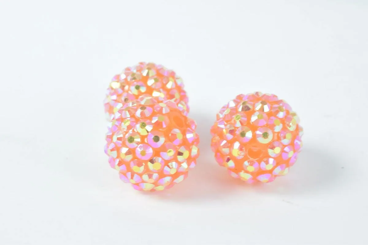 18mm Rhinestone Resin Beads, Shamballa, Round Ball Beads, for Macrame Bracelet, Basketball wives Earring 11Colors set of 10 PCs