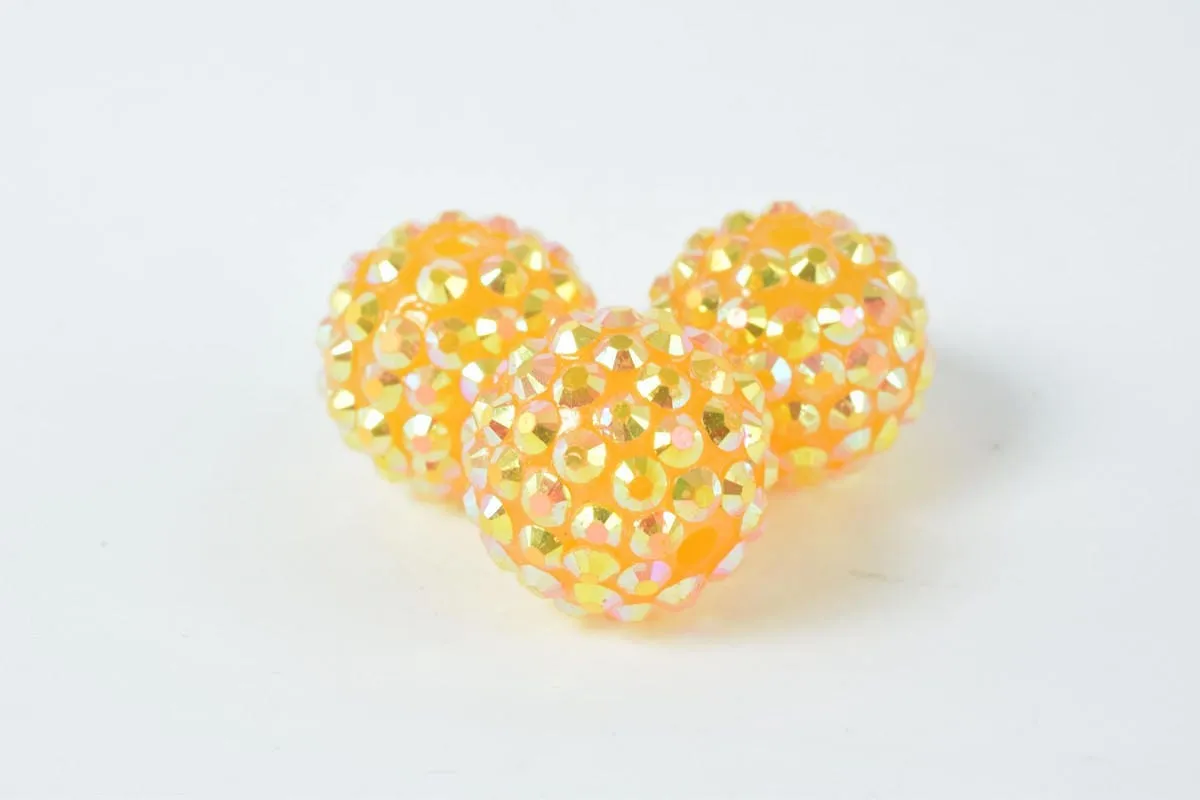 18mm Rhinestone Resin Beads, Shamballa, Round Ball Beads, for Macrame Bracelet, Basketball wives Earring 11Colors set of 10 PCs