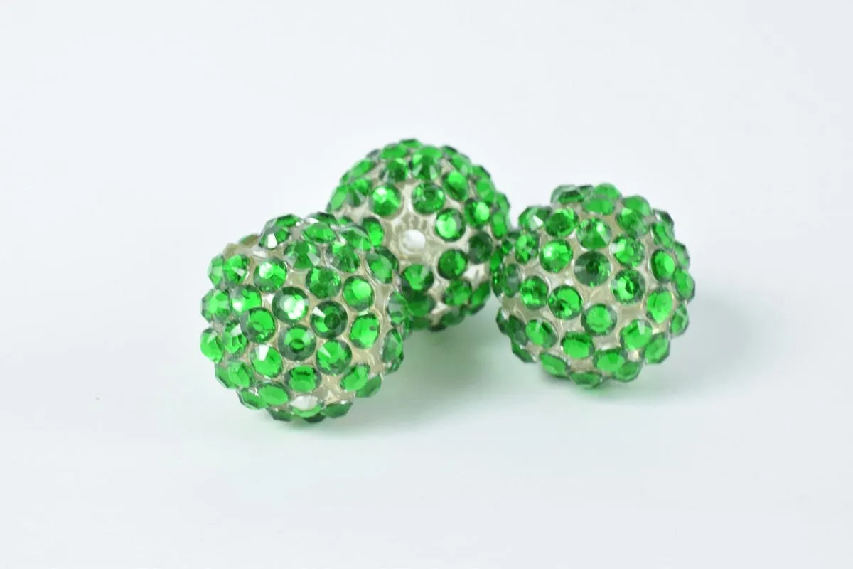 18mm Rhinestone Resin Beads, Shamballa, Round Ball Beads, for Macrame Bracelet, Basketball wives Earring 11Colors set of 10 PCs