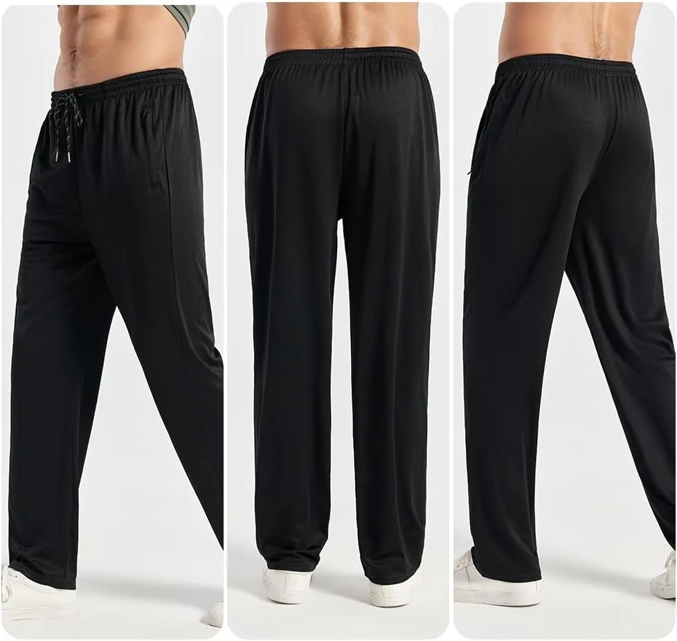 3PC Men's Zipper Mesh Fabric Jogger Pants - Breathable & Flexible Fit, Comfortable for Sports & Casual Wear