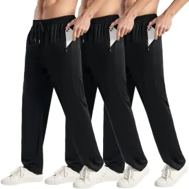 3PC Men's Zipper Mesh Fabric Jogger Pants - Breathable & Flexible Fit, Comfortable for Sports & Casual Wear