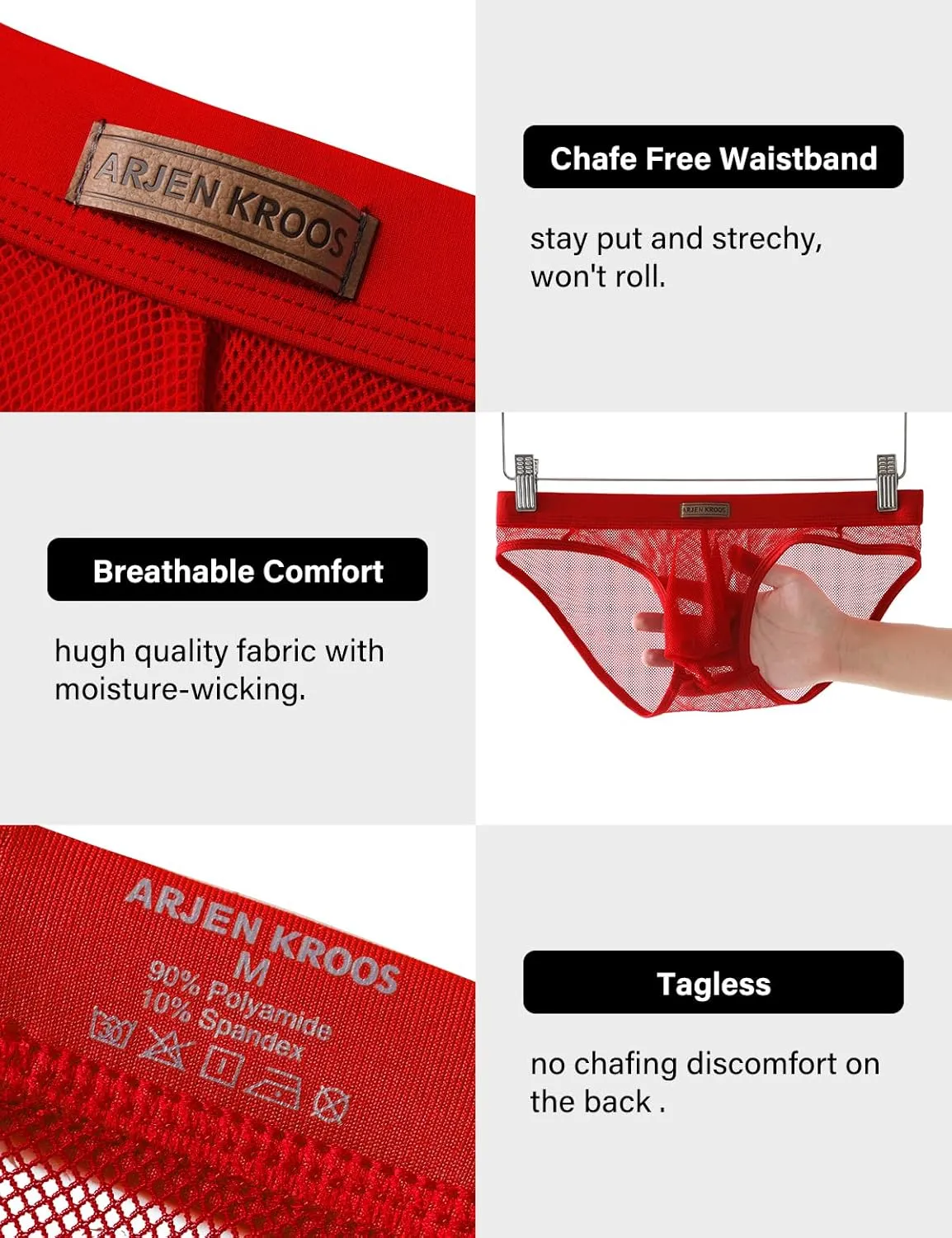 Arjen Kroos Men's Sexy Briefs Breathable Comfortable Mesh Underwear