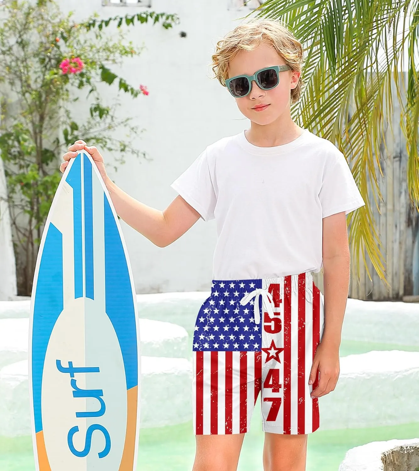 Boys Swim Trunks with Compression Liner Toddler Boys Swim Shorts Boxer Brief Board Shorts Swimming Set 5-18T