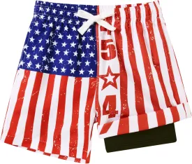 Boys Swim Trunks with Compression Liner Toddler Boys Swim Shorts Boxer Brief Board Shorts Swimming Set 5-18T