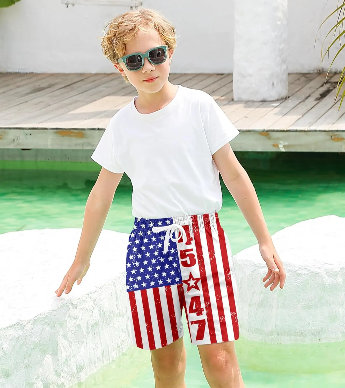 Boys Swim Trunks with Compression Liner Toddler Boys Swim Shorts Boxer Brief Board Shorts Swimming Set 5-18T