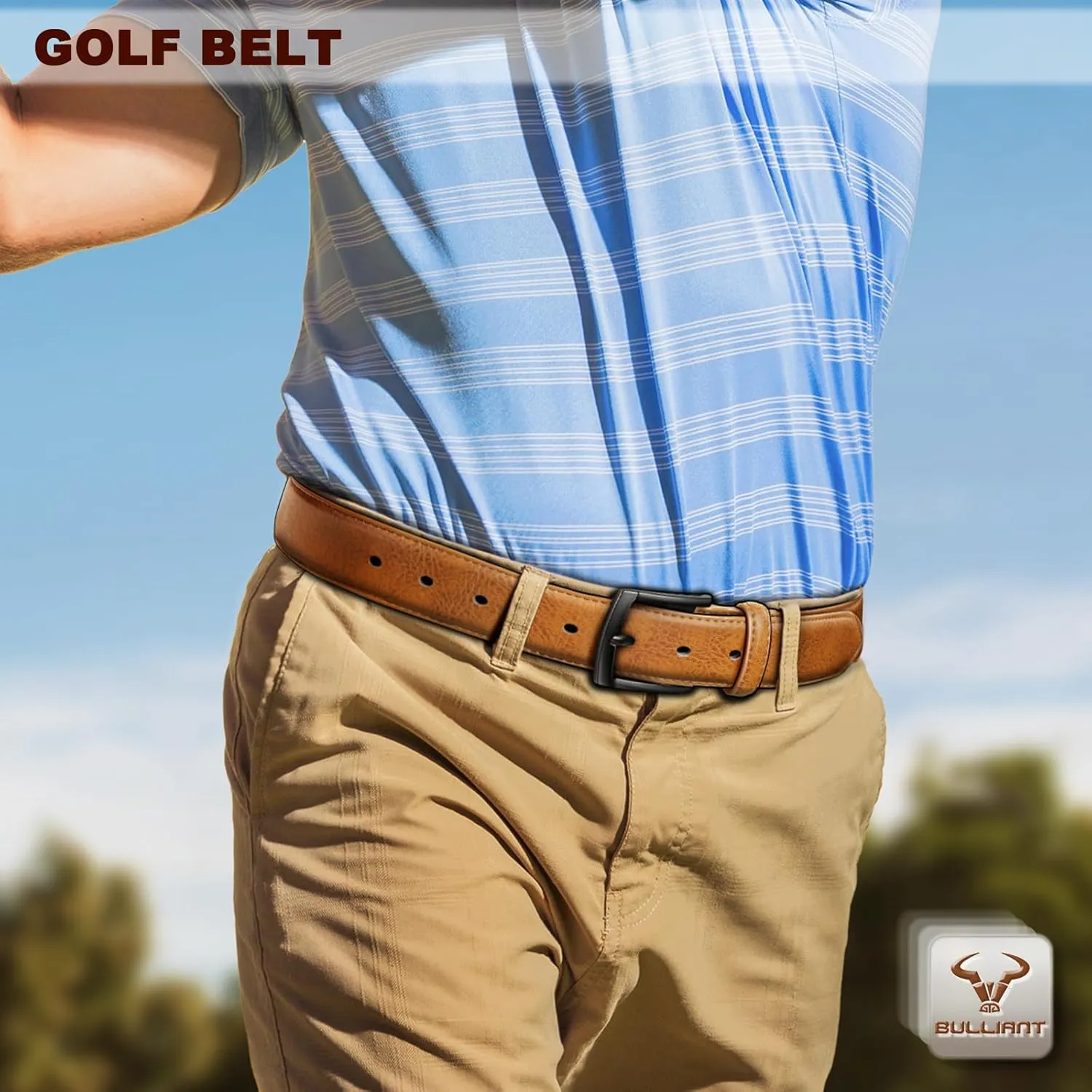 BULLIANT Men Belt 2Pack-Leather Belt 7Holes Comfortable For Men's Dress Casual Jeans 1 3/8"