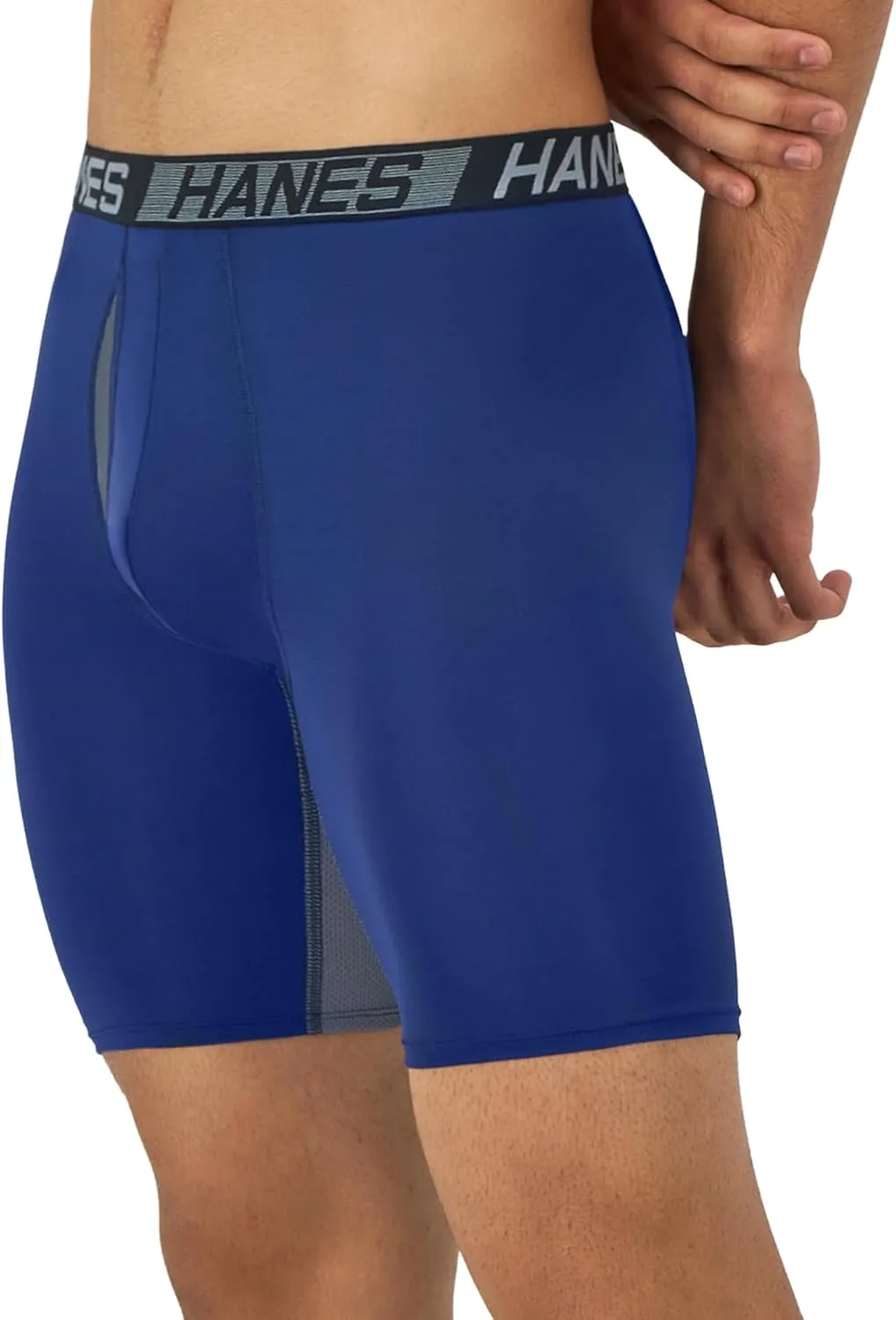 Hanes Mens Total Support Pouch Boxer Briefs, X-Temp Cooling, Moisture-Wicking Underwear, Regular, Long-leg and Trunk, 3-Pack