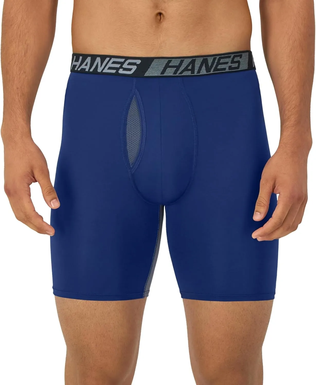 Hanes Mens Total Support Pouch Boxer Briefs, X-Temp Cooling, Moisture-Wicking Underwear, Regular, Long-leg and Trunk, 3-Pack