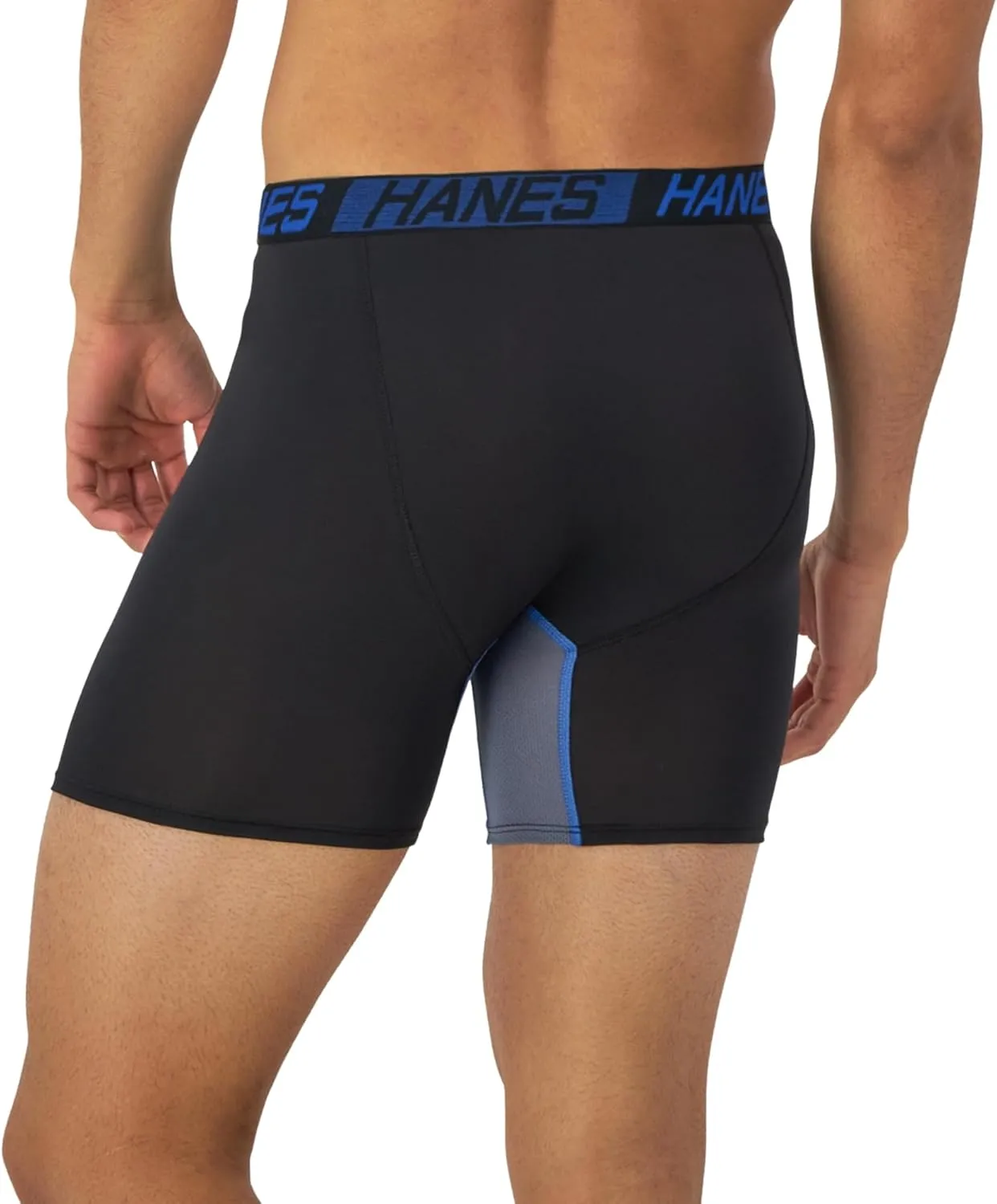 Hanes Mens Total Support Pouch Boxer Briefs, X-Temp Cooling, Moisture-Wicking Underwear, Regular, Long-leg and Trunk, 3-Pack