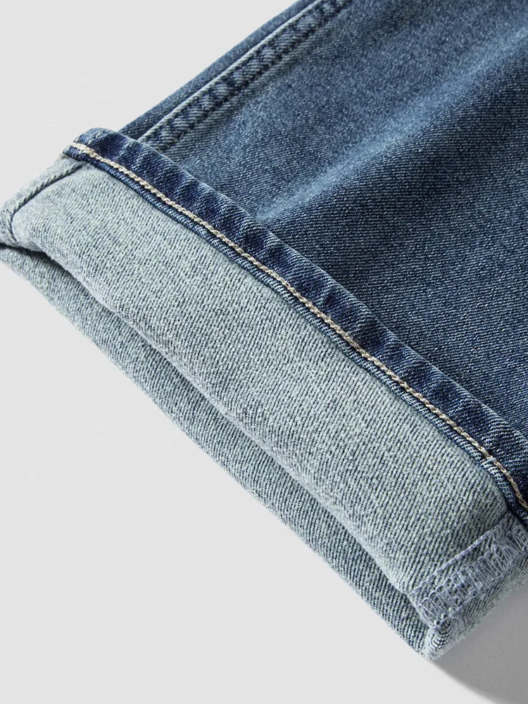 Men's denim yellow mud-dyed straight pants