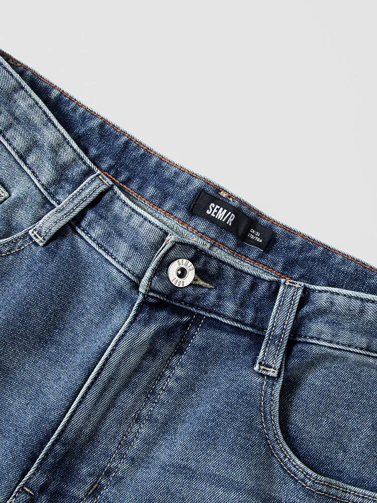 Men's denim yellow mud-dyed straight pants