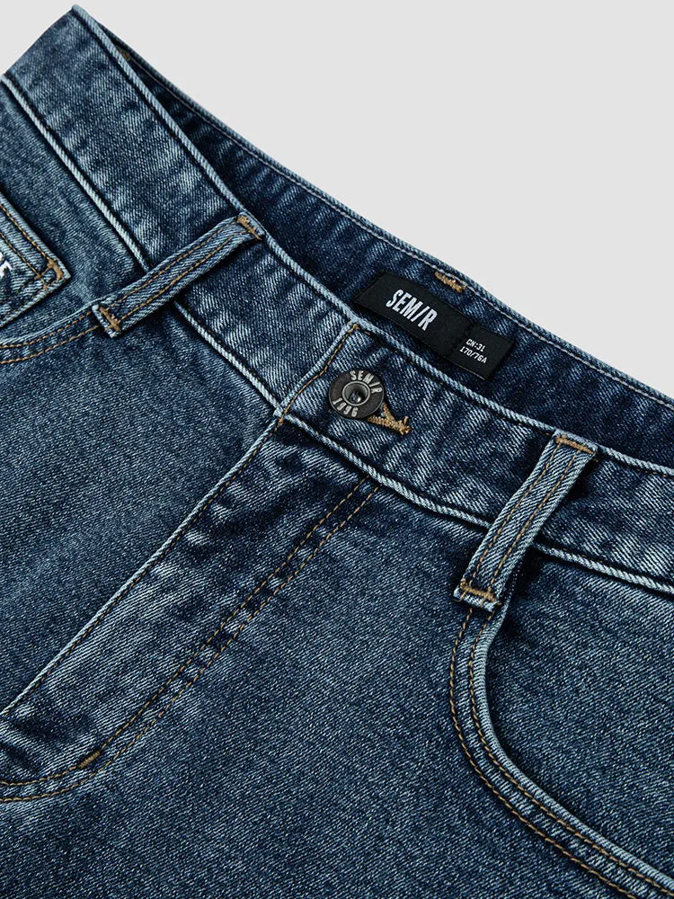 Men's denim yellow mud-dyed straight pants