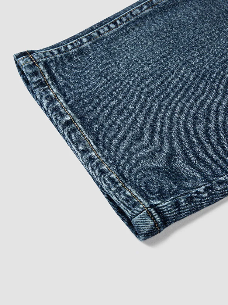 Men's denim yellow mud-dyed straight pants