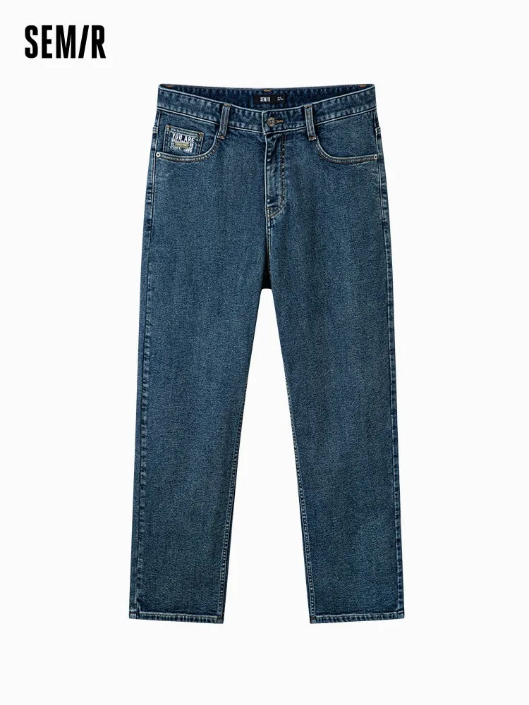 Men's denim yellow mud-dyed straight pants