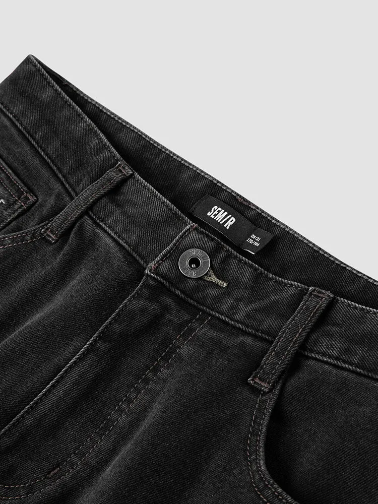 Men's denim yellow mud-dyed straight pants