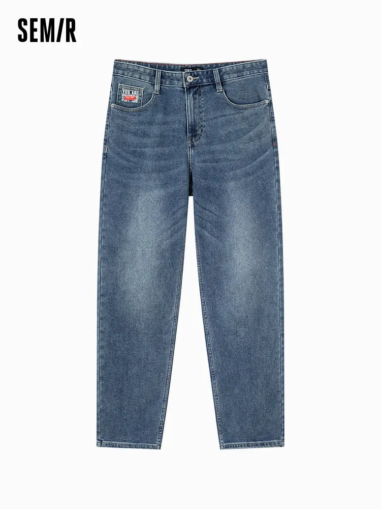 Men's denim yellow mud-dyed straight pants