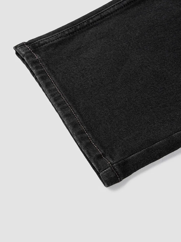Men's denim yellow mud-dyed straight pants