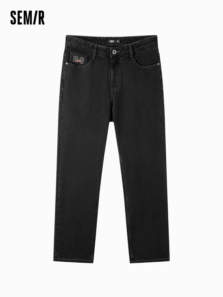 Men's denim yellow mud-dyed straight pants