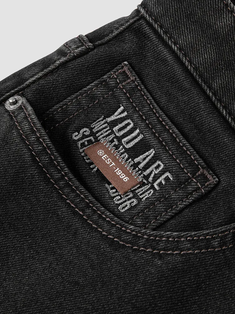 Men's denim yellow mud-dyed straight pants