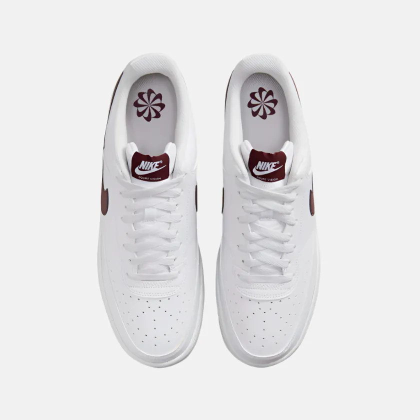 Nike Court Vision Low Next Nature Men's Basketball Shoes -White/Burgundy Crush