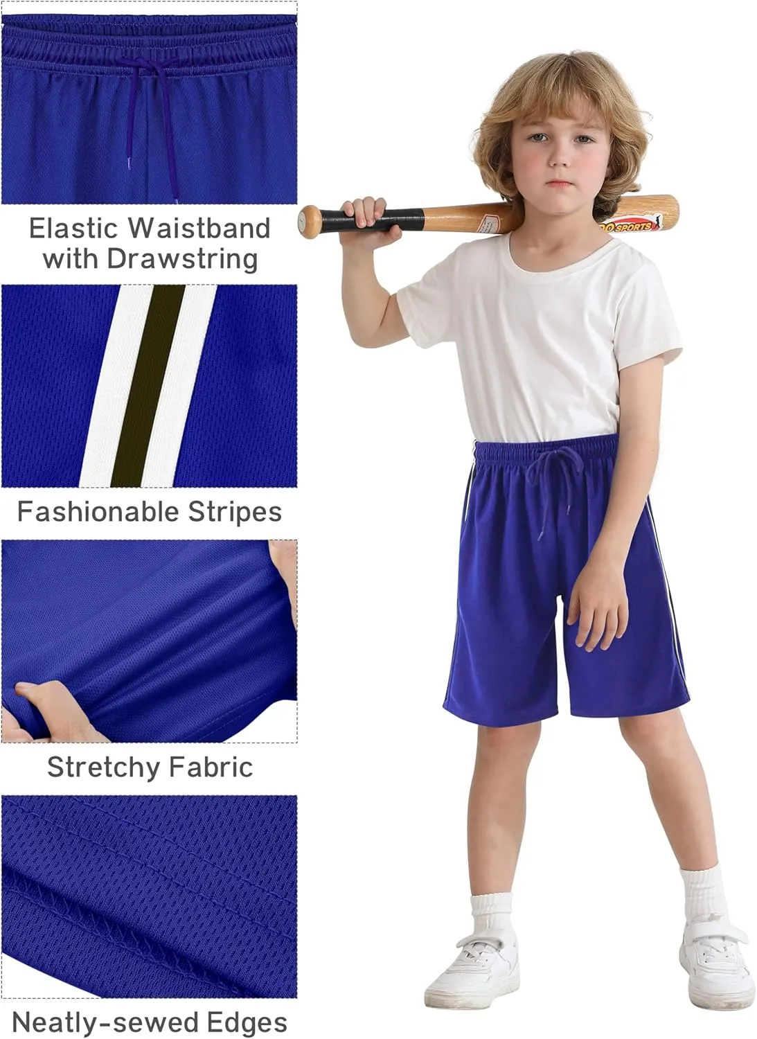 Resinta 5 Pack Toddler Boy Shorts Baby Boys Mesh Shorts Quick Dry Athletic Pull-On Clothes with Elastic Waist for Summer