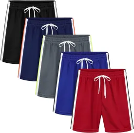 Resinta 5 Pack Toddler Boy Shorts Baby Boys Mesh Shorts Quick Dry Athletic Pull-On Clothes with Elastic Waist for Summer